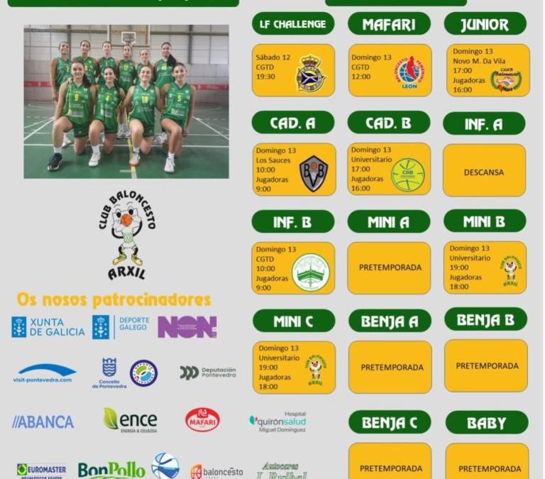 PARTIDOS INTERESANTES EN ESTA JORNADA PARA LA BASE DEL CB ARXIL